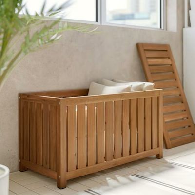 Personalización Banco de almacenamiento de madera para exteriores e interiores Gran cubierta de almacenamiento Caja cobertizo de jardín
