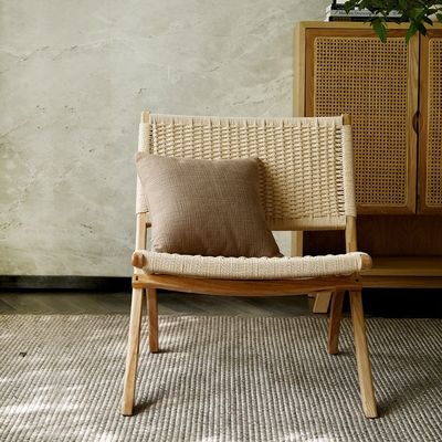 Estilo de ocio Patio de madera de exterior y sala de estar sillas plegables con artesanía tejida de ratán natural
