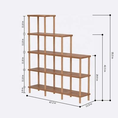 Sala de estar Estante de libros de madera maciza madera de haya Estante de libros de madera minimalista con estantes plegables