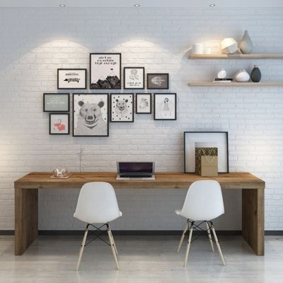 Escritorio de computadora de madera sólida de diseño moderno y mesa de conferencias para el trabajo colaborativo