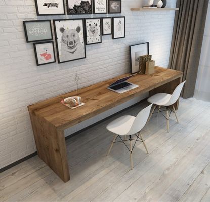 Escritorio de computadora de madera sólida de diseño moderno y mesa de conferencias para el trabajo colaborativo