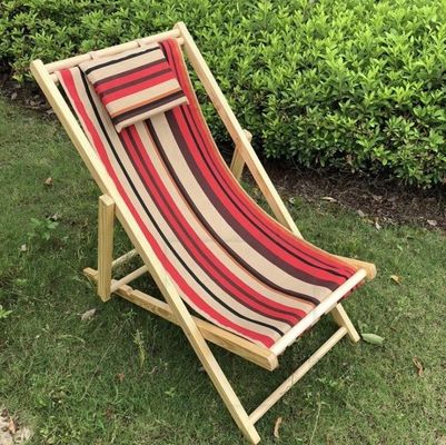 Muebles de exterior de diseño moderno de altura ajustable silla de playa de madera plegable con almohada en multicolor