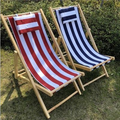 Muebles de exterior de diseño moderno de altura ajustable silla de playa de madera plegable con almohada en multicolor