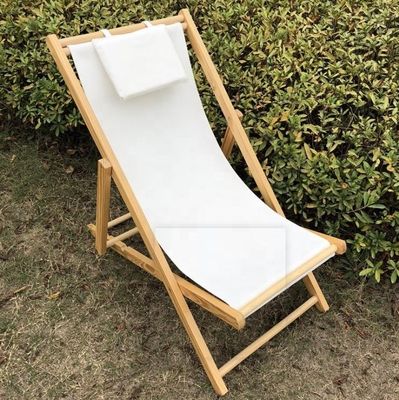 Muebles de exterior de diseño moderno de altura ajustable silla de playa de madera plegable con almohada en multicolor