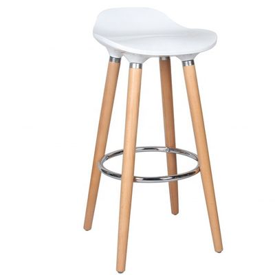 Muebles de bar Piernas de madera sólida ABS silla de bar de plástico para muebles modernos de taburetes altos