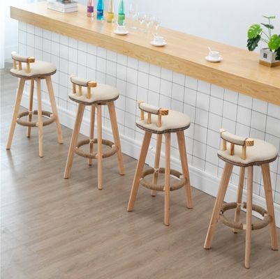 Cadro de madera sólida Modernas sillas de bar nórdicas con esponja de alta densidad y asiento de tela / cuero