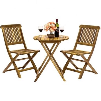 3 piezas plegables de madera de acacia Bistro Set perfecto para comer al aire libre y entretenimiento