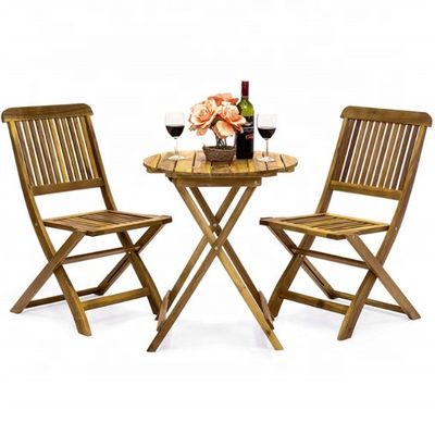 3 piezas plegables de madera de acacia Bistro Set perfecto para comer al aire libre y entretenimiento