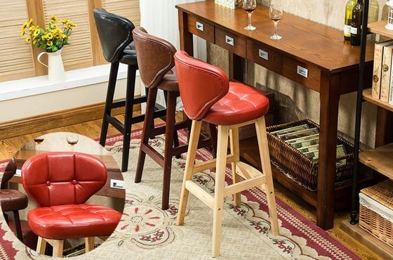 Embalaje de correo Y Moderno Antiguo Polverizado Silla de bar de madera taburetes De cuero silla alta para la mesa de bar a un precio asequible