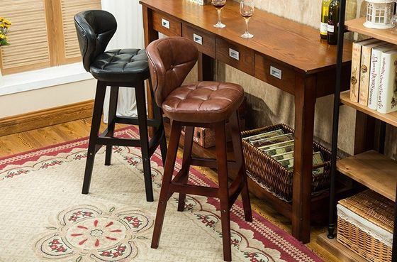 Embalaje de correo Y Moderno Antiguo Polverizado Silla de bar de madera taburetes De cuero silla alta para la mesa de bar a un precio asequible