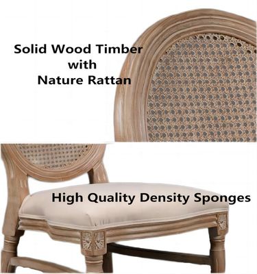 Comida Banquete Evento estilo francés espalda de ratán de madera sólida silla Louis sillas apilables sillas antiguas silla de madera moderna 100