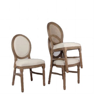 Comida Banquete Evento estilo francés espalda de ratán de madera sólida silla Louis sillas apilables sillas antiguas silla de madera moderna 100