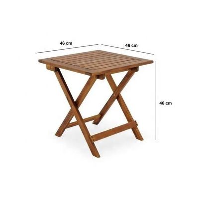 Pícnic Cuadro de madera sólida Plegable Mesa de jardín para bebidas de café y té al aire libre y patio lateral