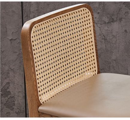 Silla de esponja de PU/tejido, taburete de bar tapicado nórdico, silla de madera, silla de rotín para bar moderno