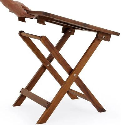 Pícnic Cuadro de madera sólida Plegable Mesa de jardín para bebidas de café y té al aire libre y patio lateral