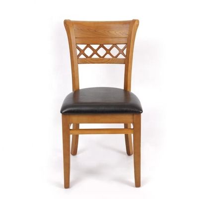 Silla de comedor de madera sólida con diseño moderno y almohadón tapizado de cuero de PU suave