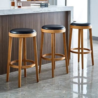 Silla de bar de diseño más reciente de madera moderna tapizada sillas altas redondas para diseño clásico