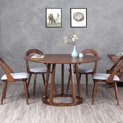 Muebles de comedor modernos Marco de madera sólida de nuez Mesa redonda de comedor con diseño único
