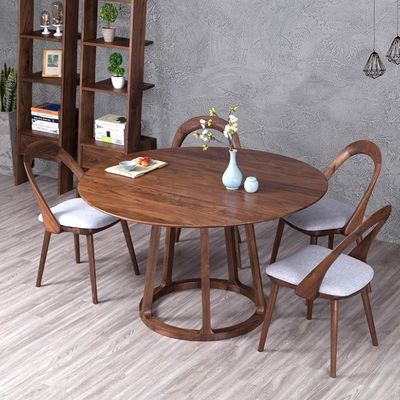 Muebles de comedor modernos Marco de madera sólida de nuez Mesa redonda de comedor con diseño único