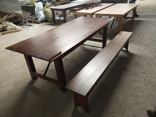 Eventos de bodas al aire libre Alquiler de banquetes de madera Mesa plegable para comedor Mesa de estilo Necesidades diseño y venta plegadas