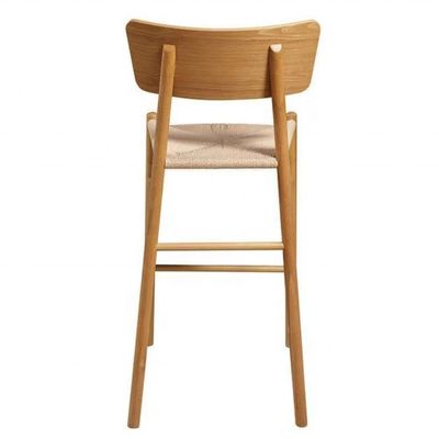 Silla alta nórdica de madera maciza con respaldo de cuerda natural y límite de peso de 250 kg para una experiencia de asiento cómoda