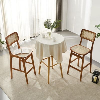 Silla alta nórdica de madera maciza con respaldo de cuerda natural y límite de peso de 250 kg para una experiencia de asiento cómoda