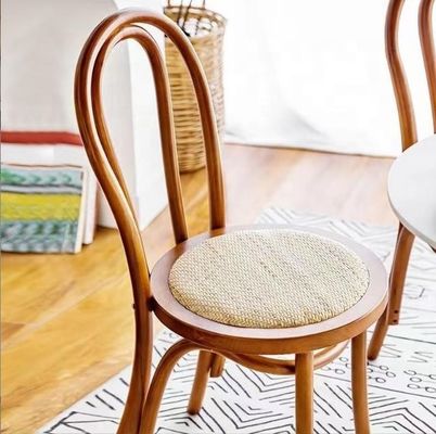 Cama de cama de madera sólida con respaldo retro curvado de ratán silla silla de comedor de color negro / blanco / nuez / nuez clara para muebles para el hogar