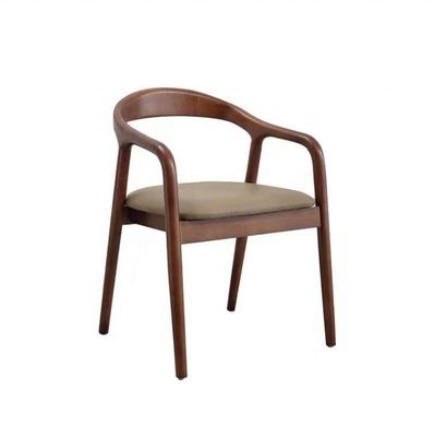 Silla de comedor de madera sólida Nordic Light Luxury Hotel Cafe Tejido o cuero para comidas finas