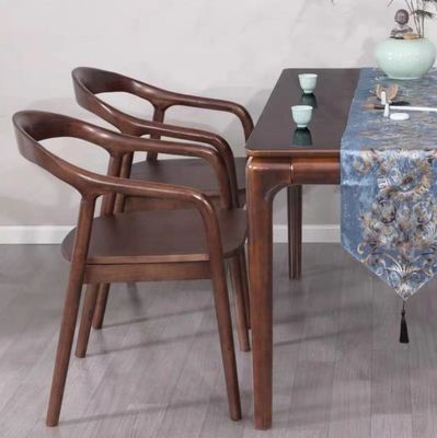 Silla de comedor de madera sólida Nordic Light Luxury Hotel Cafe Tejido o cuero para comidas finas