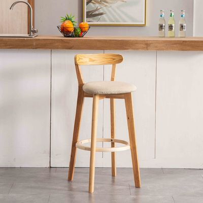 Moderno diseño de madera alta mini taburete de bar en directo con asiento de PU / tela