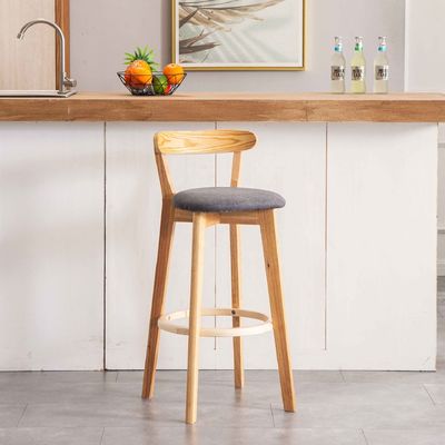 Moderno diseño de madera alta mini taburete de bar en directo con asiento de PU / tela