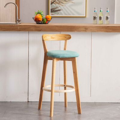 Moderno diseño de madera alta mini taburete de bar en directo con asiento de PU / tela