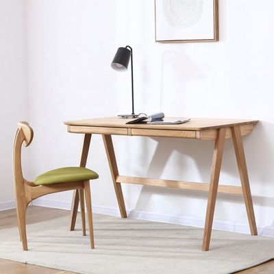 Escritorio de estudio escandinavo moderno de doble cajón en color natural o oscuro de nuez para muebles de comedor