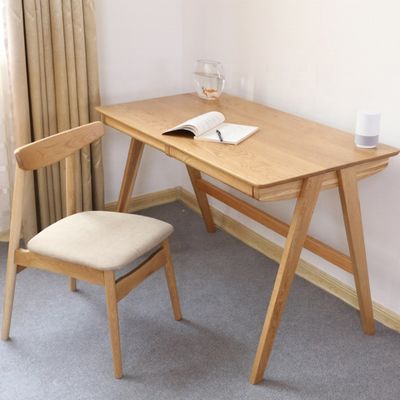 Escritorio de estudio escandinavo moderno de doble cajón en color natural o oscuro de nuez para muebles de comedor