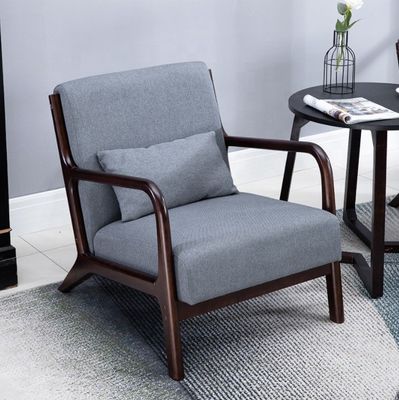 Embalaje de correo Marco de madera sólida asiento de tela cómodo sofá solitario perezoso silla para noches cómodas