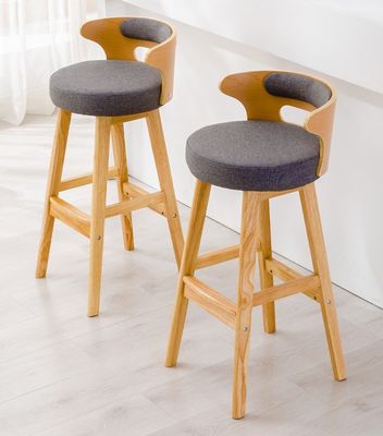 Nordic Modern Simple Wood Bar High Chair Taburete de madera sólida natural dentro de las instalaciones de ocio y taburete alto
