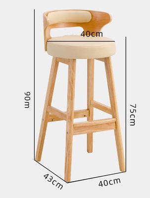 Nordic Modern Simple Wood Bar High Chair Taburete de madera sólida natural dentro de las instalaciones de ocio y taburete alto