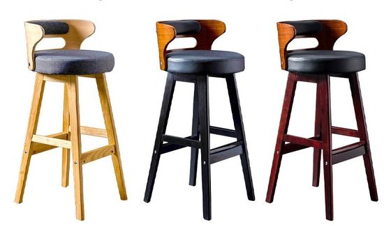 Nordic Modern Simple Wood Bar High Chair Taburete de madera sólida natural dentro de las instalaciones de ocio y taburete alto