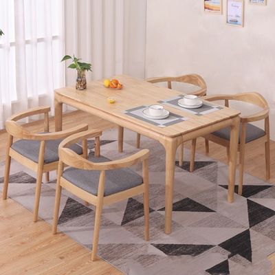 LL-A02 Estilo moderno nórdico Mesa de comedor de madera maciza en interiores
