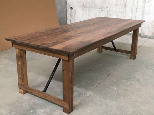 Material de cubierta Madera sólida Diseño clásico Doblable Granja Comedor Mesa de bodas con cubierta de madera y función plegable