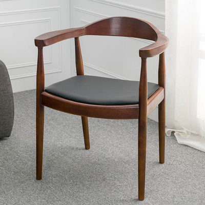 Restaurante nórdico de piernas cortas de madera usada silla de comedor de teca imitada con tapicería de vinilo