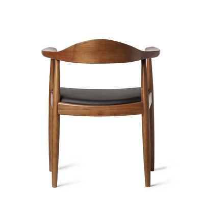 Restaurante nórdico de piernas cortas de madera usada silla de comedor de teca imitada con tapicería de vinilo
