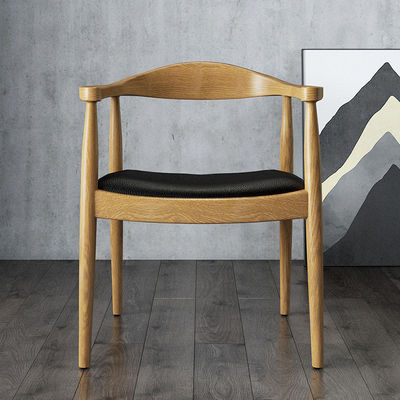 Restaurante nórdico de piernas cortas de madera usada silla de comedor de teca imitada con tapicería de vinilo