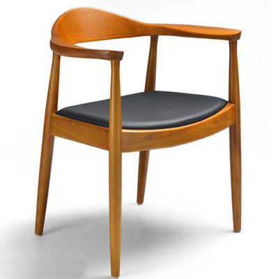 Restaurante nórdico de piernas cortas de madera usada silla de comedor de teca imitada con tapicería de vinilo