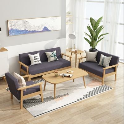 Sofá de madera tapizado moderno muebles para sala de estar en 64/113/157cm*59cm*71/101/146cm