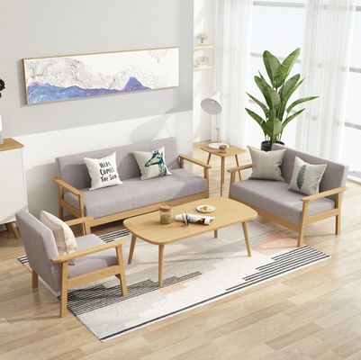 Sofá de madera tapizado moderno muebles para sala de estar en 64/113/157cm*59cm*71/101/146cm