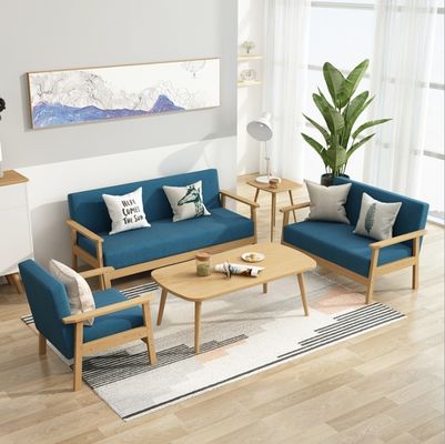 Sofá de madera tapizado moderno muebles para sala de estar en 64/113/157cm*59cm*71/101/146cm