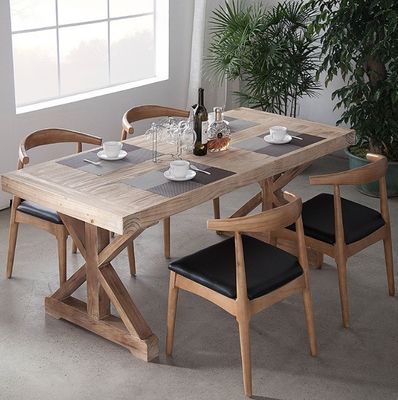 Set de mesa de lujo francés de madera sólida de pino para restaurante y comedor