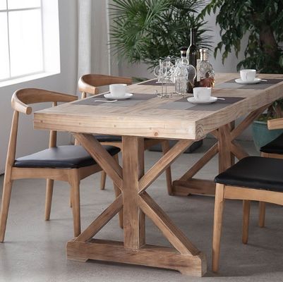 Set de mesa de lujo francés de madera sólida de pino para restaurante y comedor