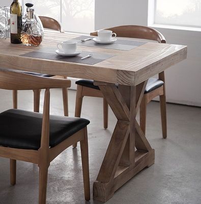 Set de mesa de lujo francés de madera sólida de pino para restaurante y comedor